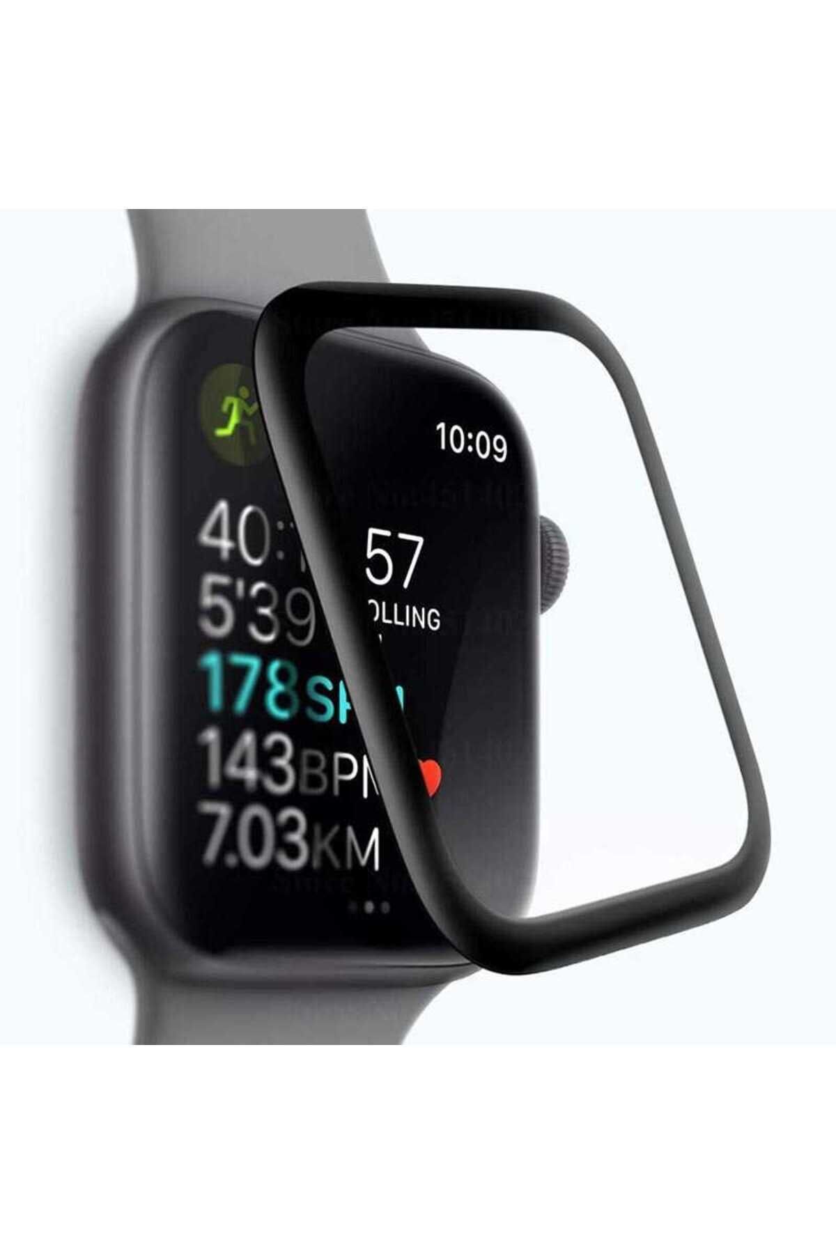 Watch 38mm BSAY Full Yapışkanlı Cam Ekran Koruyucu - Siyah Siyah