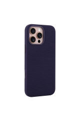 iPhone 16 Pro Max Kılıf M-Safe Şarj Özellikli Kumaş Tasarımlı CPPL Miami Sert PC Kapak - Siyah Mor
