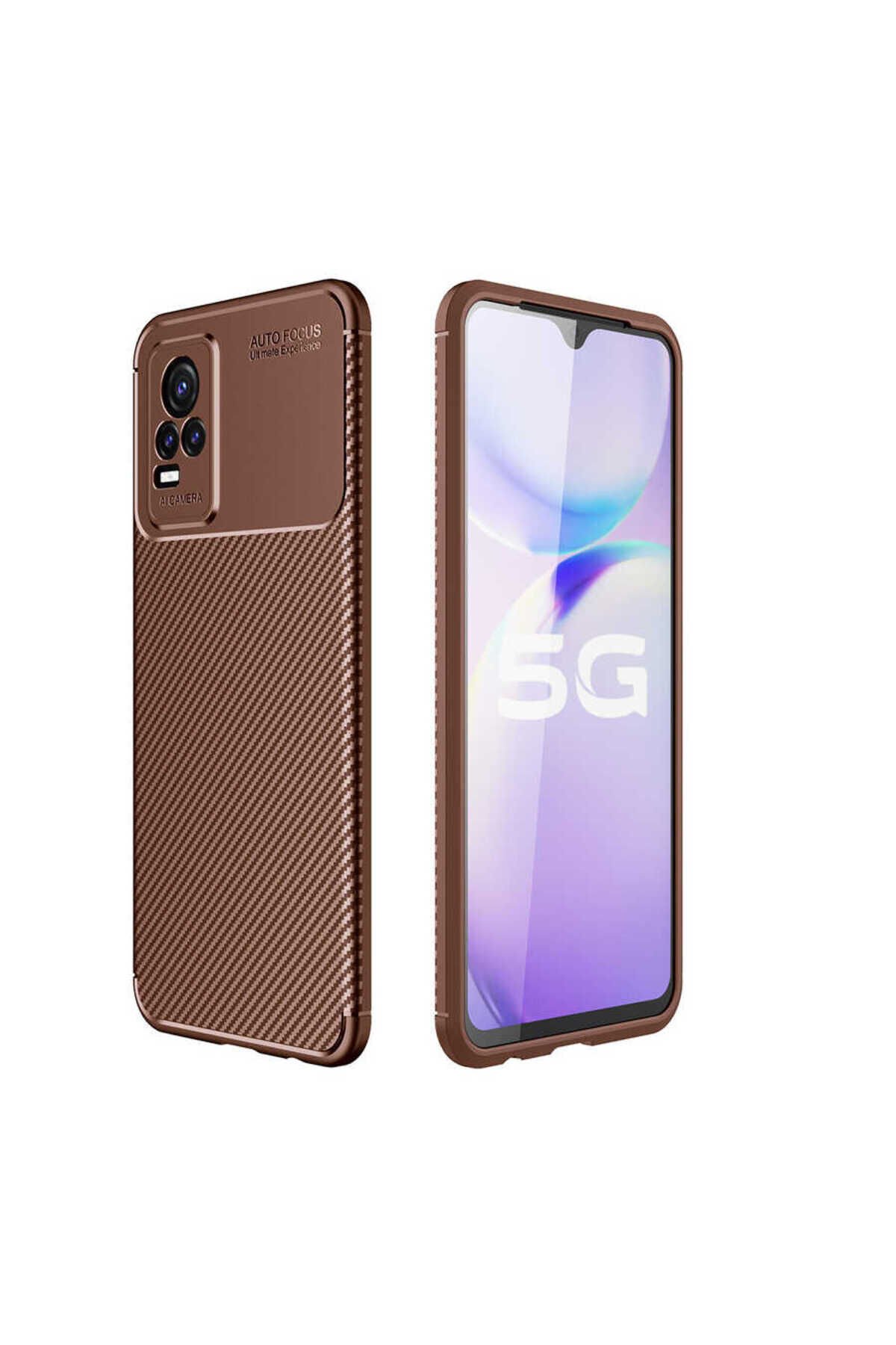 Vivo V21E Kılıf GZST Negro Silikon Kapak - Kahverengi Lacivert