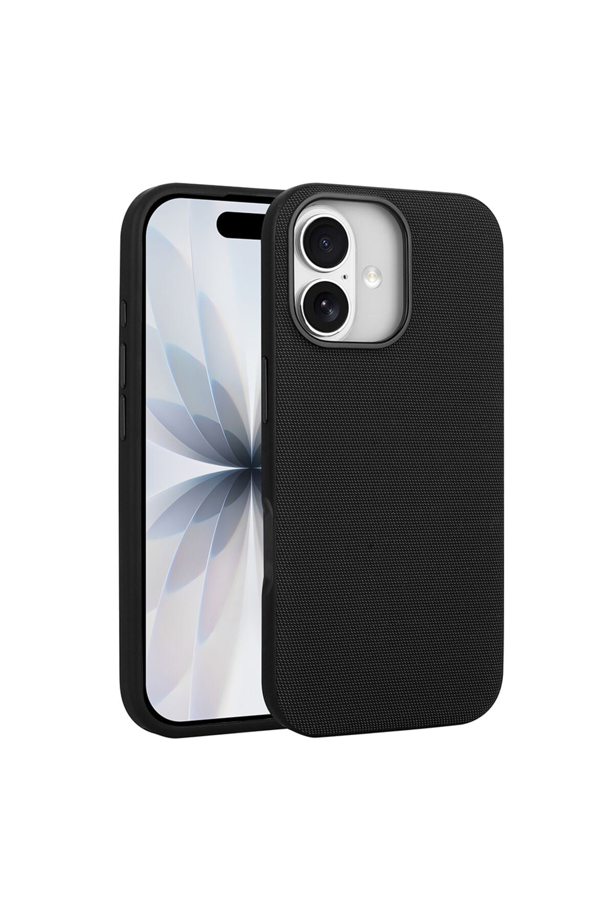 iPhone 17 Kılıf M-Safe Şarj Özellikli Kumaş Tasarımlı Zore Miami Sert PC Kapak - Siyah Siyah