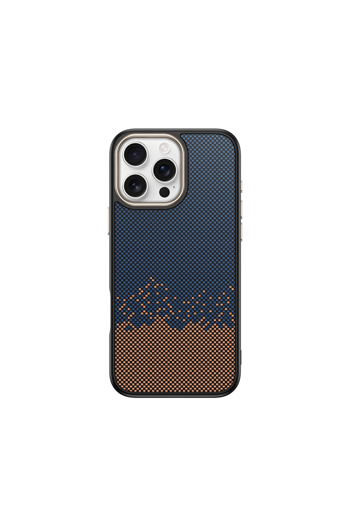 iPhone 16 Pro Max Kılıf M-safe Şarj Özellikli Karbon Fiber Görünümlü BSAY Antina Kapak - Gri Mavi