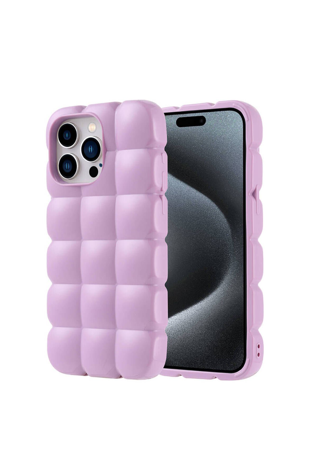 iPhone 15 Pro Max Kılıf Parlak Esnek Silikon ASMA Dom Dom Kapak - Lila Lila