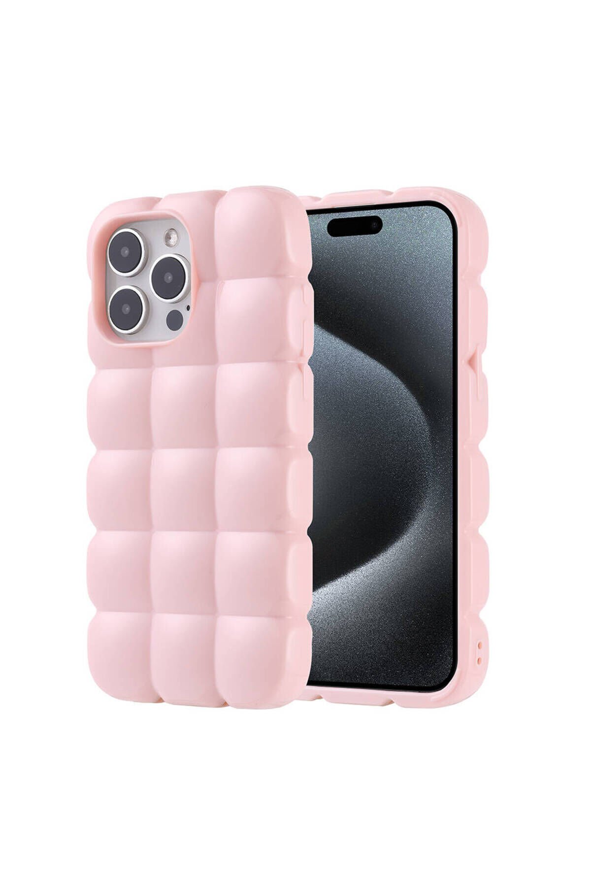 iPhone 15 Pro Max Kılıf Parlak Esnek Silikon ASMA Dom Dom Kapak - Lila Lila