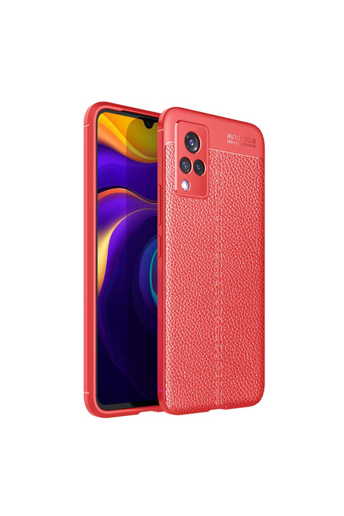 Vivo V21 Kılıf BSAY Niss Silikon Kapak - Kırmızı Siyah