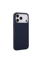 iPhone 17 Pro Kılıf M-Safe Şarj Özellikli Kumaş Tasarımlı Zore Miami Sert PC Kapak - Yeşil Lacivert