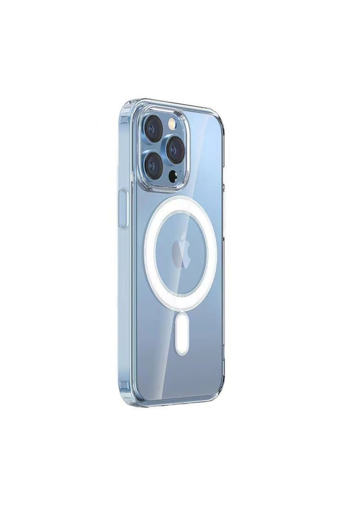 iPhone 14 Pro Max Uyumlu Magsafe Şarj Özellikli Şeffaf Sert PC BSAY Embos Kılıf-Renksiz Renksiz