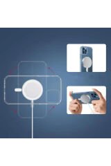 iPhone 14 Pro Max Uyumlu Magsafe Şarj Özellikli Şeffaf Sert PC BSAY Embos Kılıf-Renksiz Renksiz