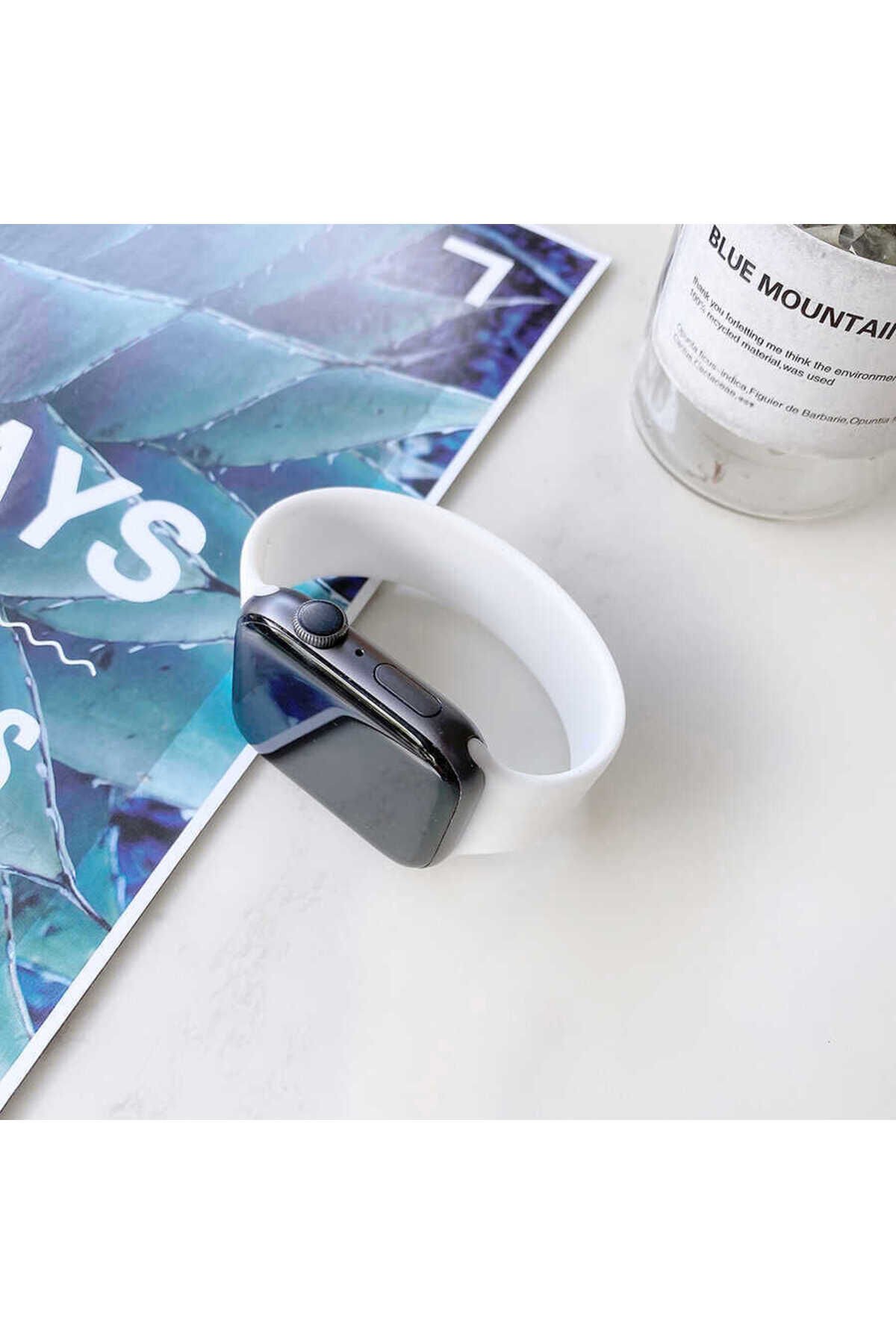 Watch 38mm Uyumlu KRD-31 Solo Loop Medium BSAY Kordon-Gri Beyaz