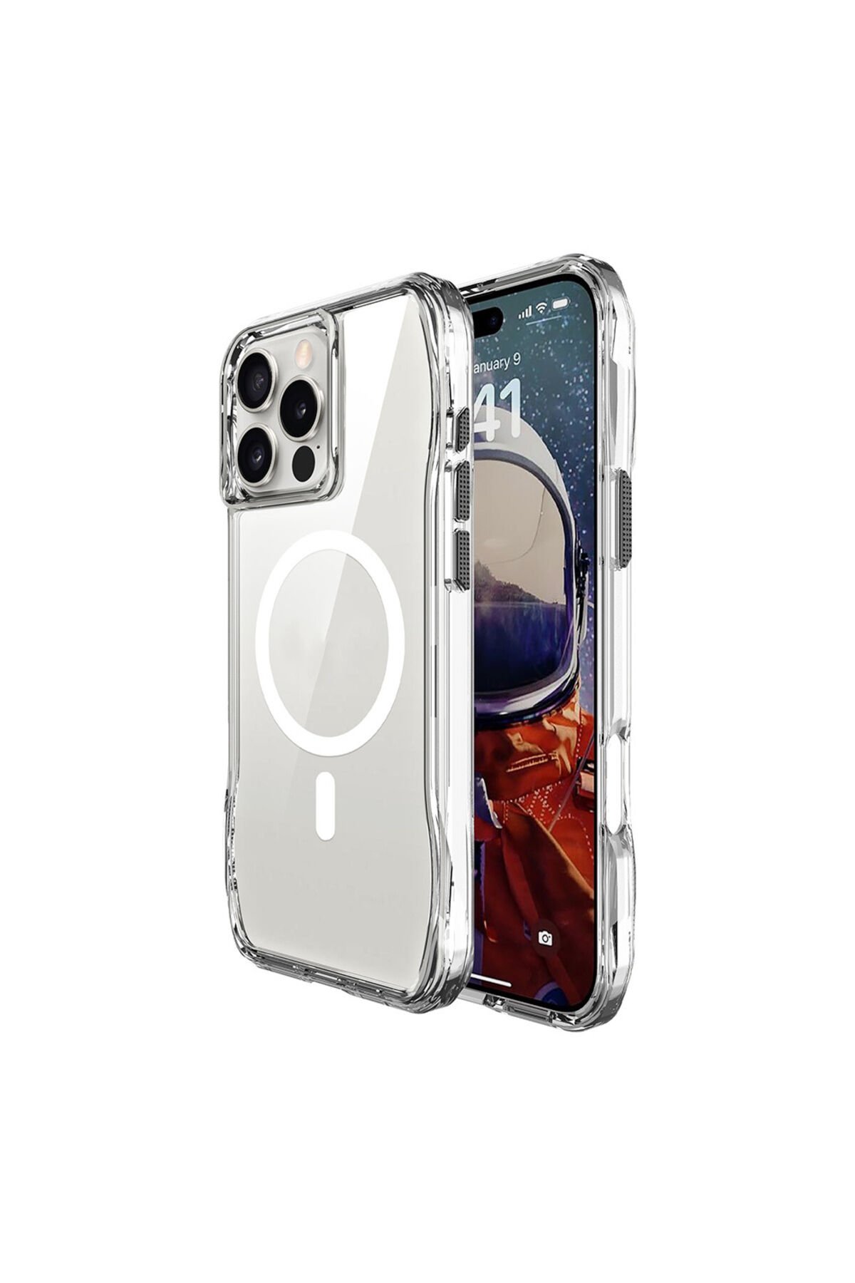 iPhone 16 Pro Kılıf Magsafe Şarj Özellikli AiHTTgli Şeffaf BSAY İncek Kapak-Şeffaf Şeffaf