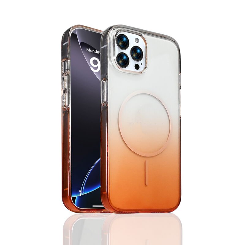 iPhone 16 Pro Max Kılıf M-Safe Şarj Özellikli Zore Septik Silikon Kılıf Turuncu