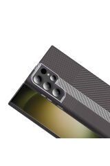 Galaxy S23 Ultra Kılıf M-safe Şarj Özellikli Karbon Fiber Görünümlü BSAY Gros Kapak - Lacivert Gold-Siyah