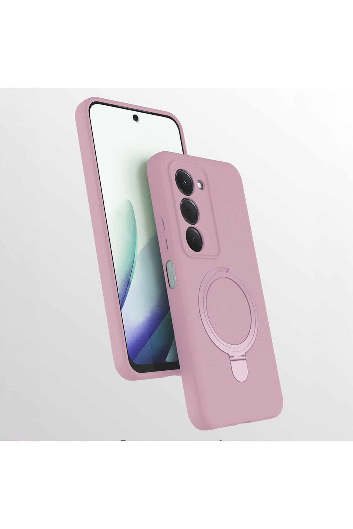 Redmi 15 Kılıf M-safe Şarj Özellikli Standlı BSAY Samara Kapak - Siyah Pembe