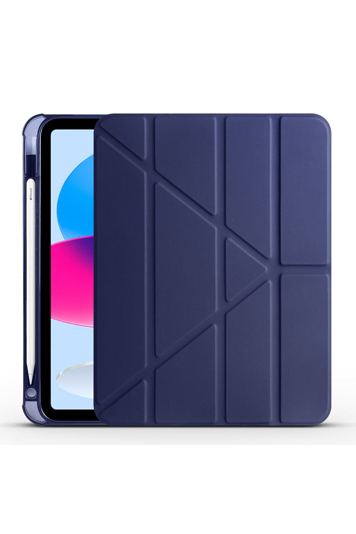 iPad 11.Nesil 2025 Kılıf NXXA Tri Folding Kalem Bölmeli Standlı Kılıf - Lacivert Lacivert