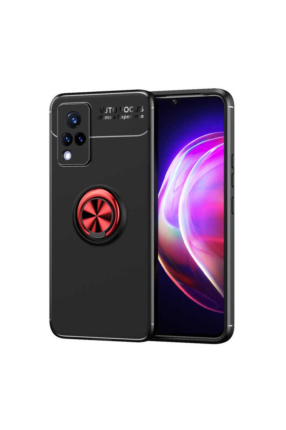 Vivo V21 Kılıf BSAY Ravel Silikon Kapak - Mavi Siyah-Kırmızı