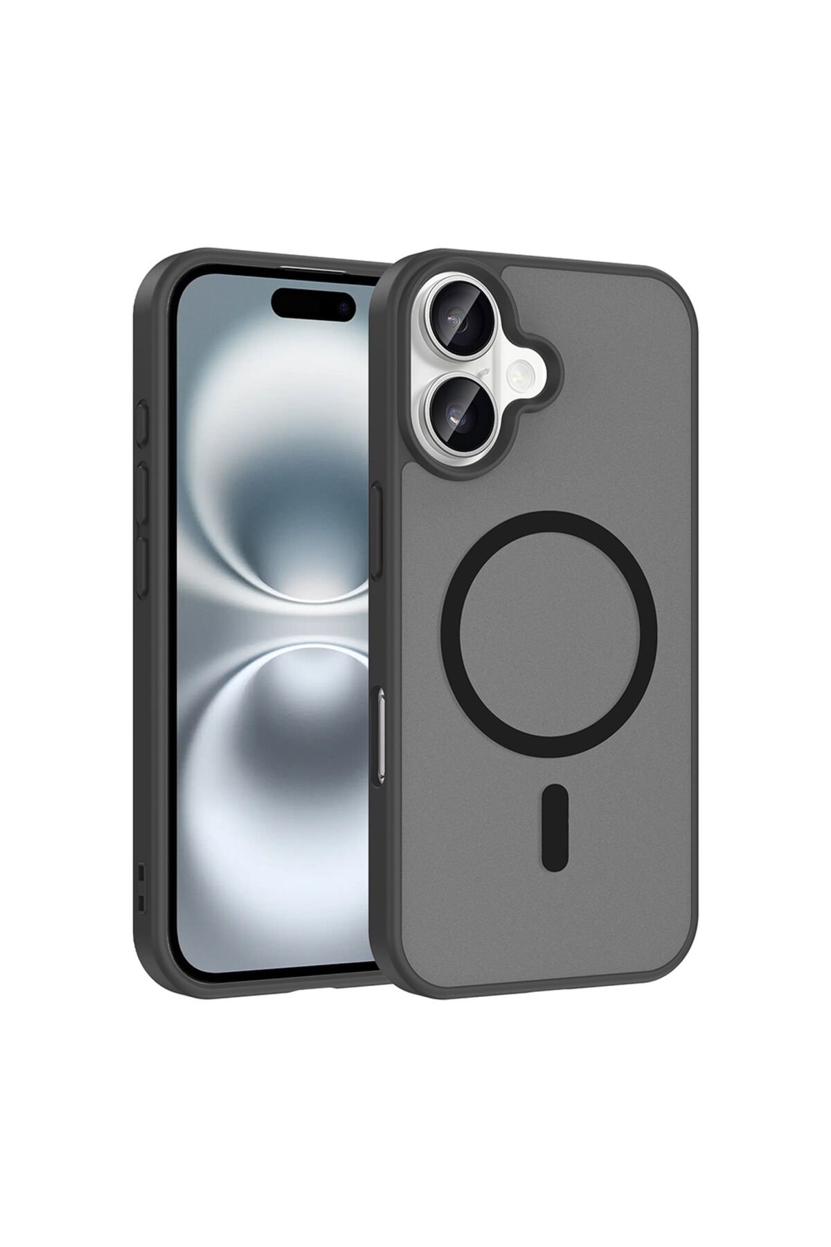 iPhone 16 Plus Kılıf M-safe Şarj Özellikli BSAY Babet Kapak - Siyah Siyah