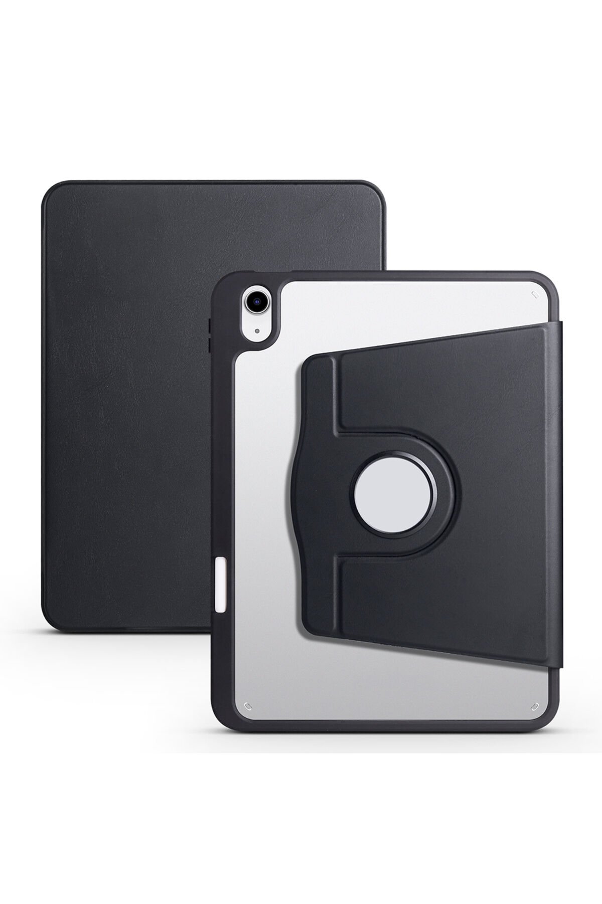 iPad 11.Nesil 2025 Kılıf BSAY Termik Kalem Bölmeli Dönebilen Standlı Kılıf - Siyah Siyah