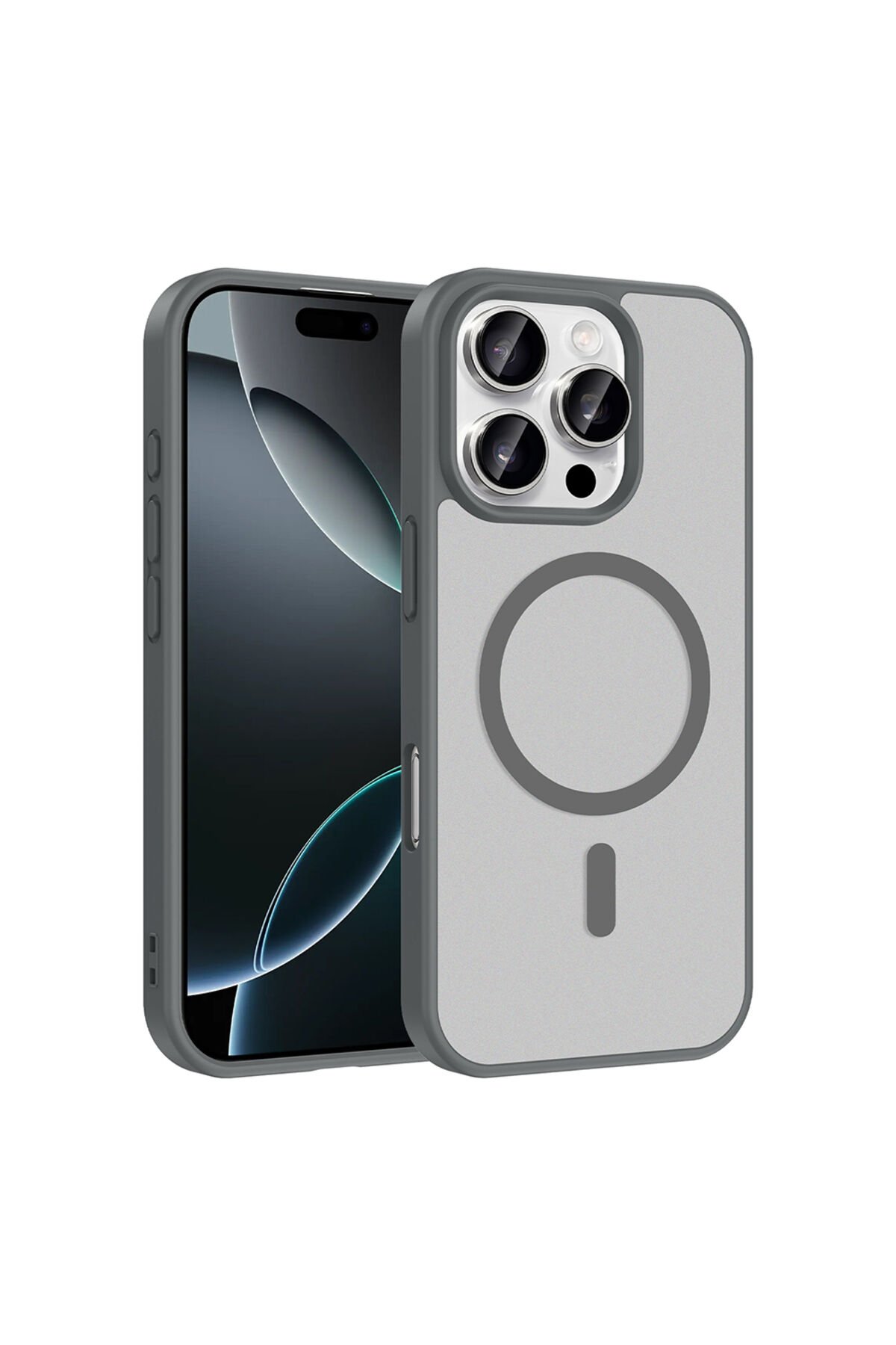 iPhone 16 Pro Kılıf M-safe Şarj Özellikli BSAY Babet Kapak - Desert Gold Gri
