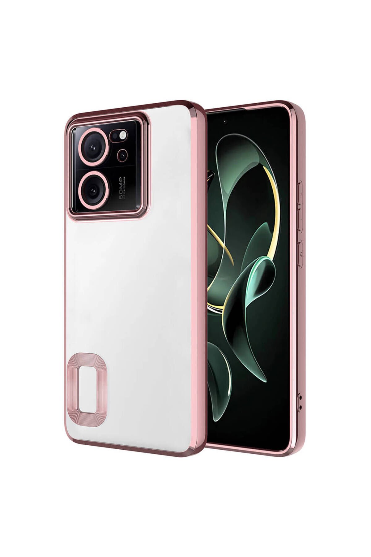 Mi 13T Kılıf Kamera Korumalı Logo Gösteren BSAY Omega Kapak - Lila Rose Gold