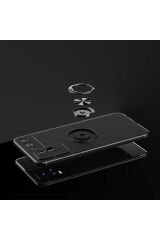 Vivo V21E Kılıf BSAY Ravel Silikon Kapak - Siyah-Mavi Siyah-Kırmızı