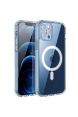 iPhone 11 Pro Uyumlu Magsafe Şarj Özellikli Şeffaf Sert PC BSAY Embos Kılıf-Renksiz