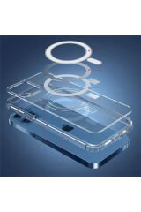 iPhone 11 Pro Uyumlu Magsafe Şarj Özellikli Şeffaf Sert PC BSAY Embos Kılıf-Renksiz