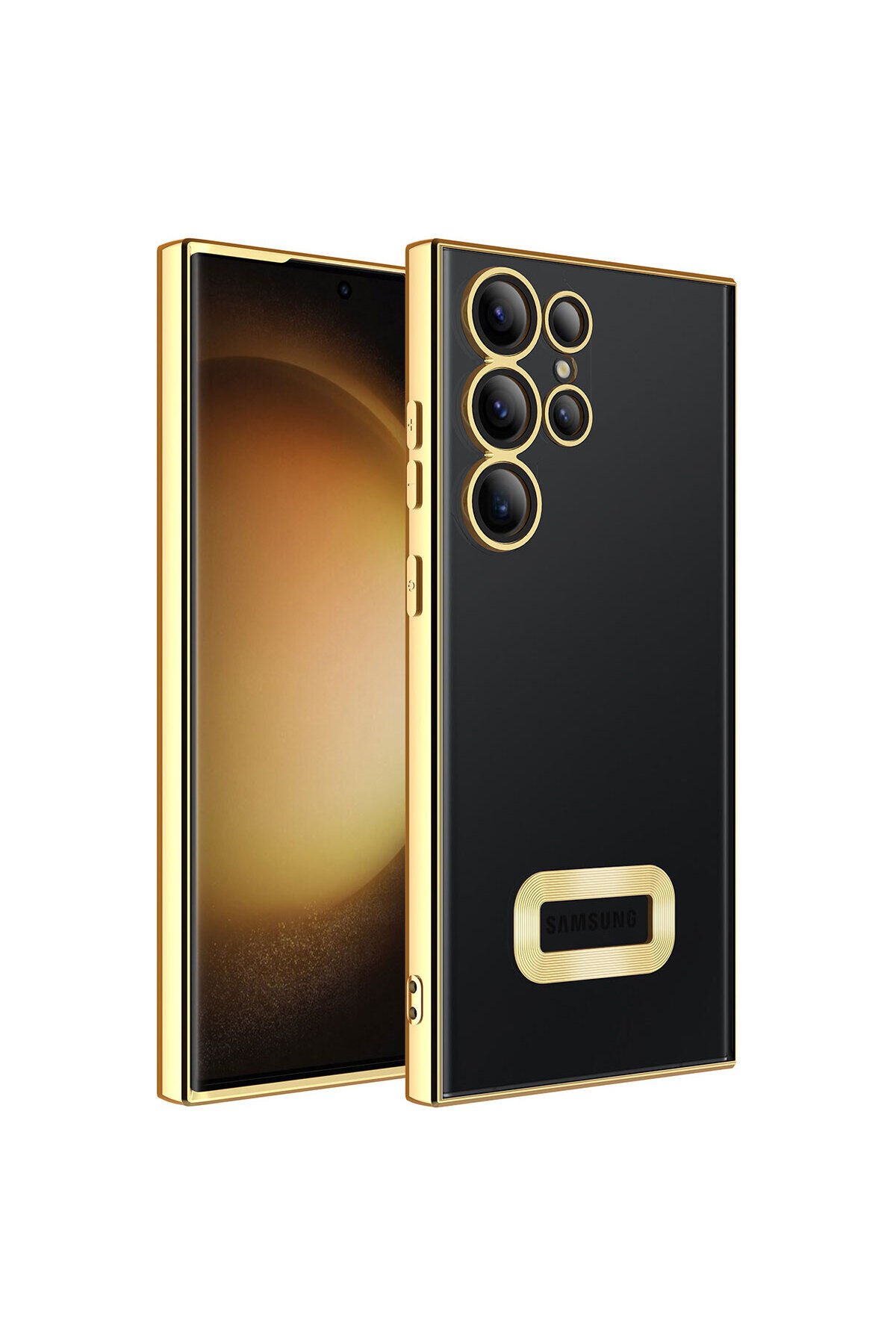 Galaxy S23 Ultra Kılıf Kamera Korumalı Logo Gösteren BSAY Omega Kapak - Lacivert Lacivert