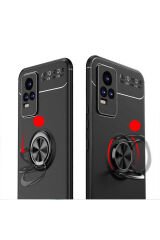 Vivo V21E Kılıf BSAY Ravel Silikon Kapak - Siyah-Mavi Siyah