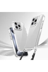 iPhone 15 Pro Kılıf AiHTTgli Takılabilir Askı Aparatlı BSAY Snap Silikon Kapak-Şeffaf Şeffaf