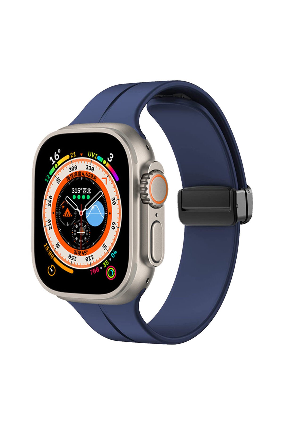 Watch Ultra 49mm Uyumlu KRD-84 Uyumlu BSAY Kordon-Lacivert Lacivert