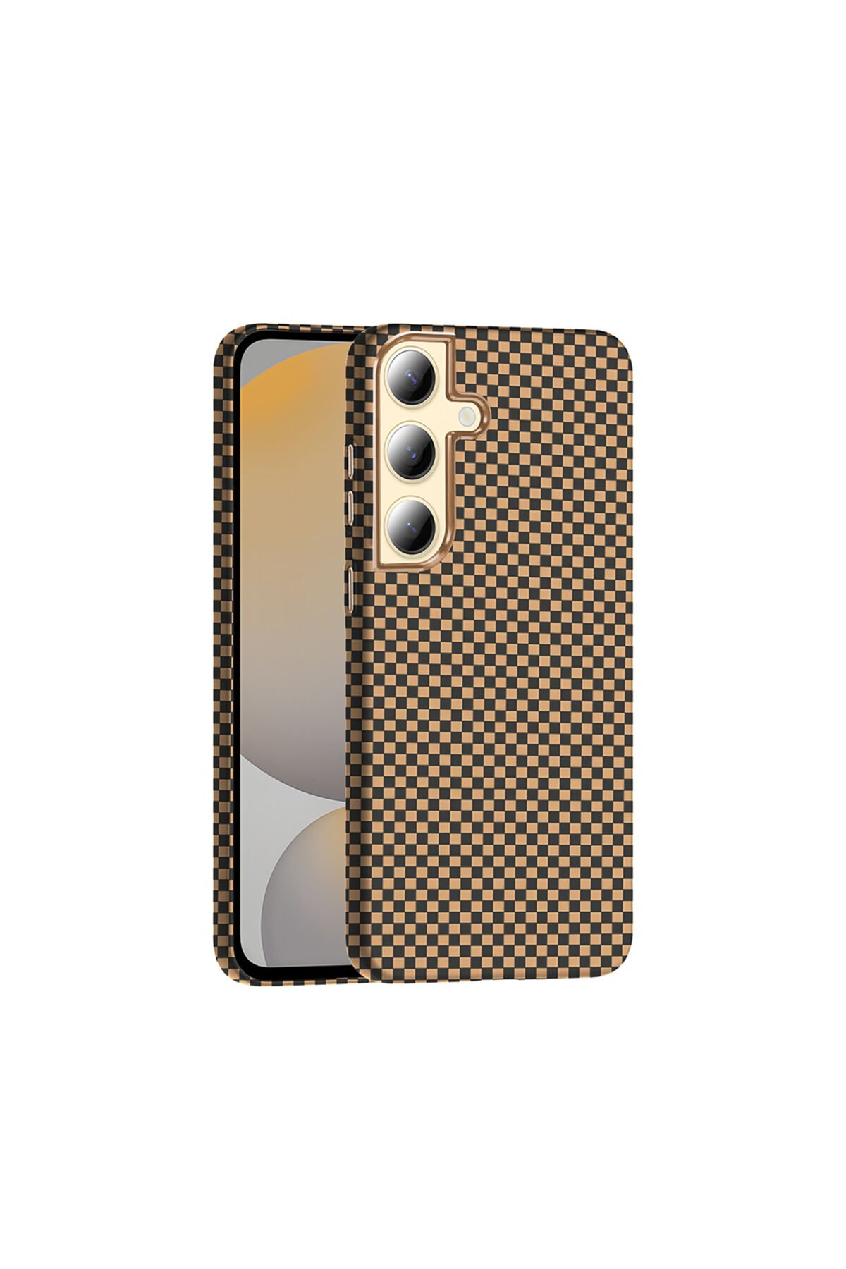 Galaxy S24 Plus Kılıf M-safe Şarj Özellikli Karbon Fiber Görünümlü BSAY Gros Kapak - Desert Titanyum Desert Titanyum