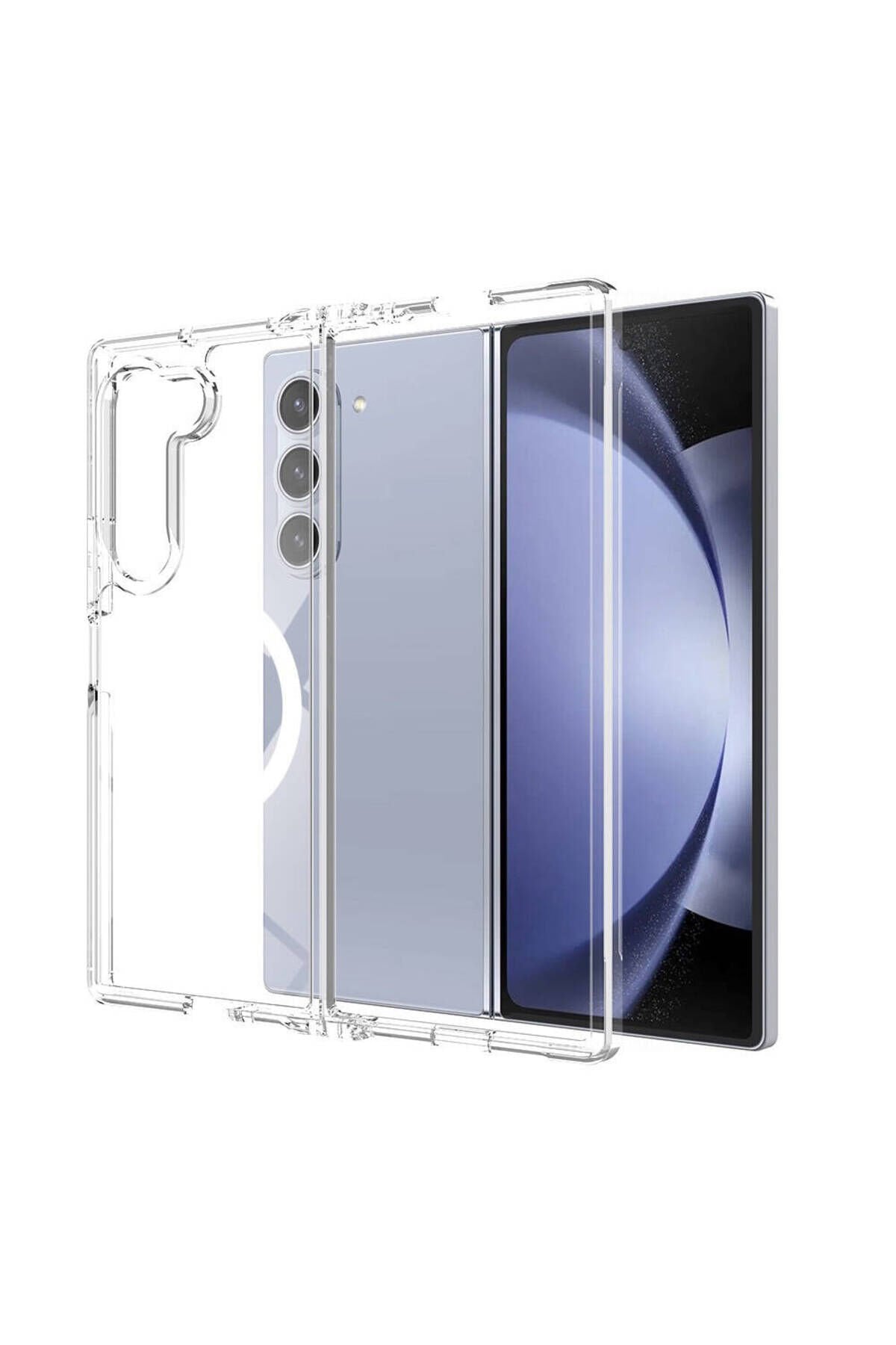 Galaxy Z Fold 6 Kılıf Magsafe Şarj Özellikli Şeffaf Sert PC BSAY Embos Kapak - Şeffaf Şeffaf
