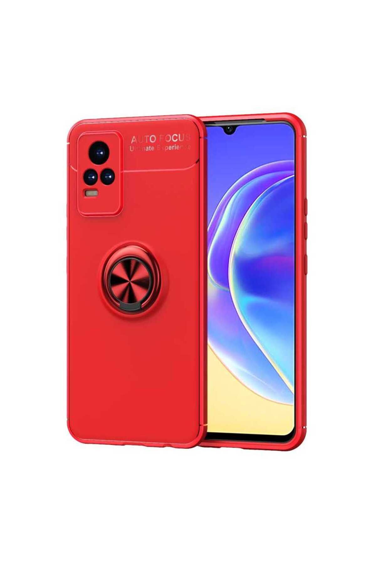 Vivo V21E Kılıf BSAY Ravel Silikon Kapak - Siyah-Mavi Kırmızı