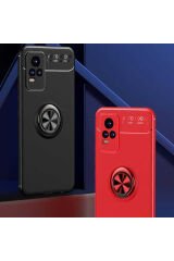Vivo V21E Kılıf BSAY Ravel Silikon Kapak - Siyah-Mavi Kırmızı
