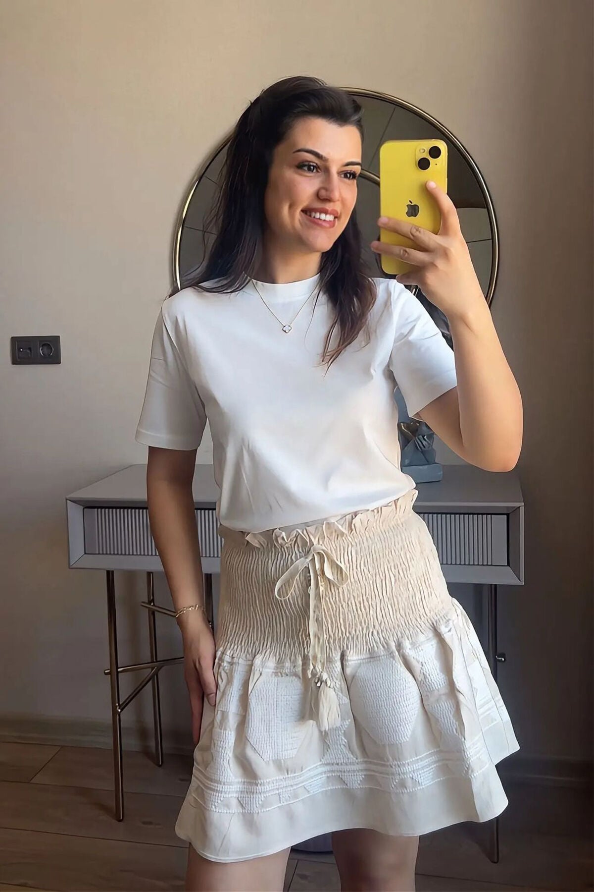 Bisiklet Yaka Basic Pamuklu T-Shirt S - Beyaz