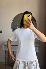Bisiklet Yaka Basic Pamuklu T-Shirt S - Beyaz