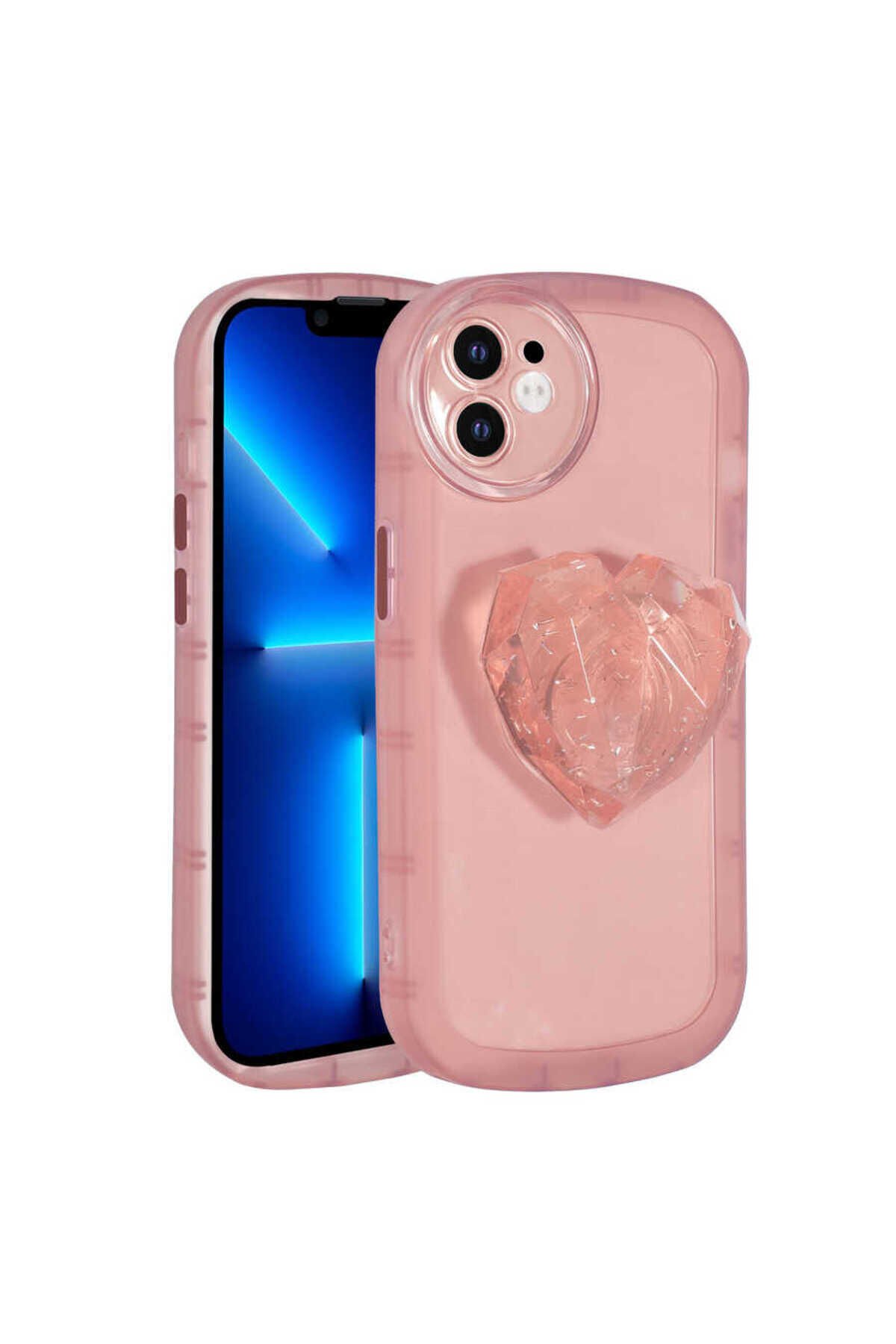 iPhone 11 Uyumlu Kamera Korumalı Pop Soketli Renkli BSAY Ofro Kılıf-Beyaz Pembe