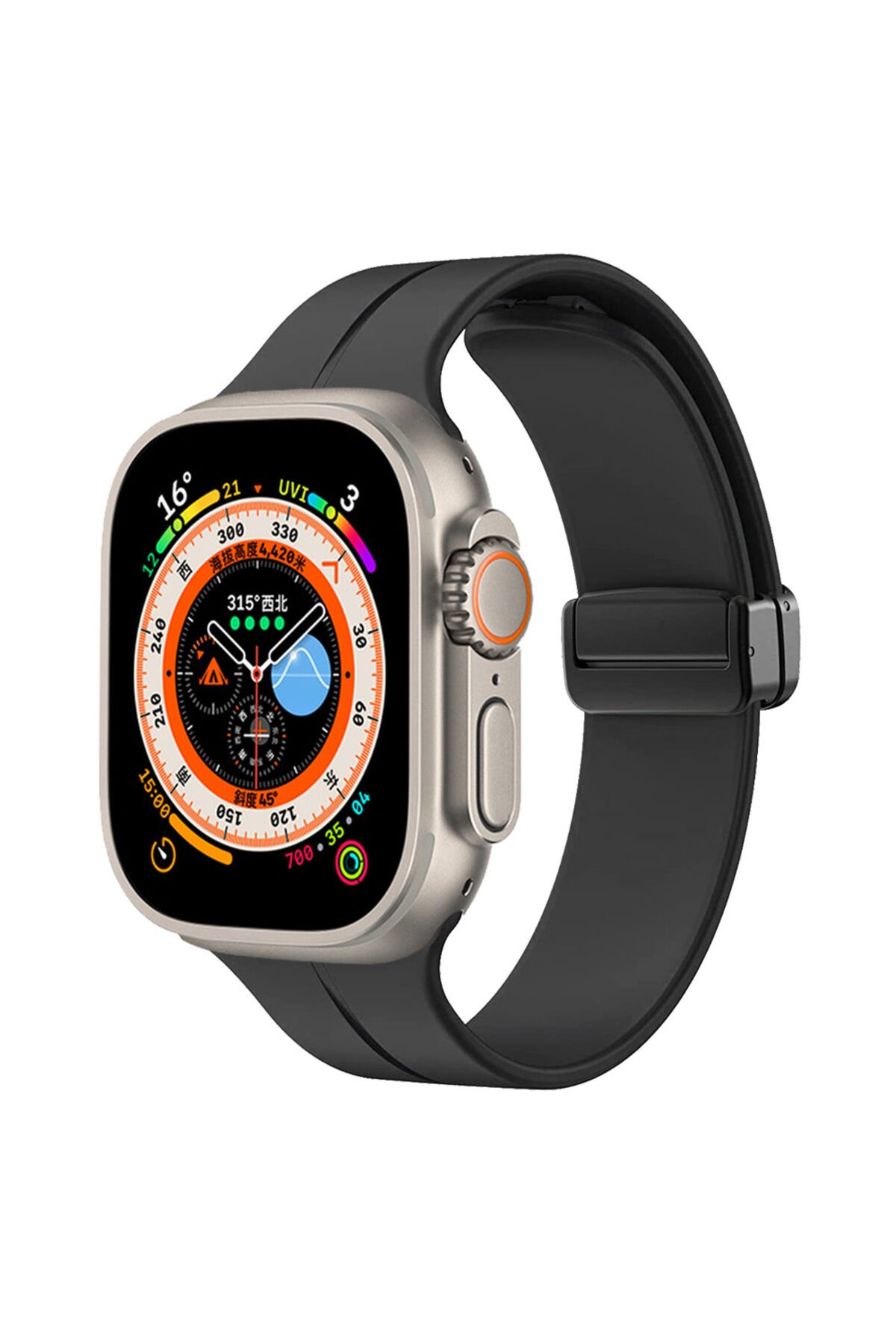 Watch Ultra 49mm Uyumlu KRD-84 Uyumlu BSAY Kordon-Lacivert Siyah