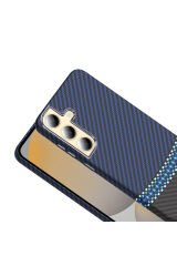 Galaxy S24 Plus Kılıf M-safe Şarj Özellikli Karbon Fiber Görünümlü OYO Gros Kapak - Lacivert Lacivert