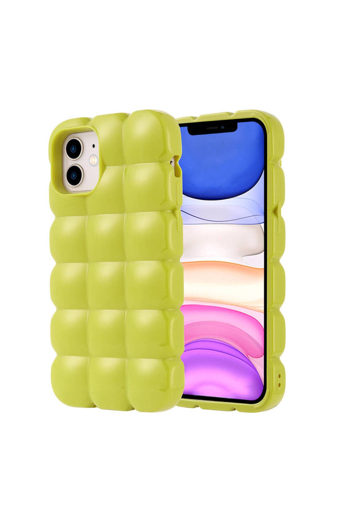 iPhone 11 Kılıf Parlak Esnek Silikon BSAY Dom Dom Kapak - Yeşil