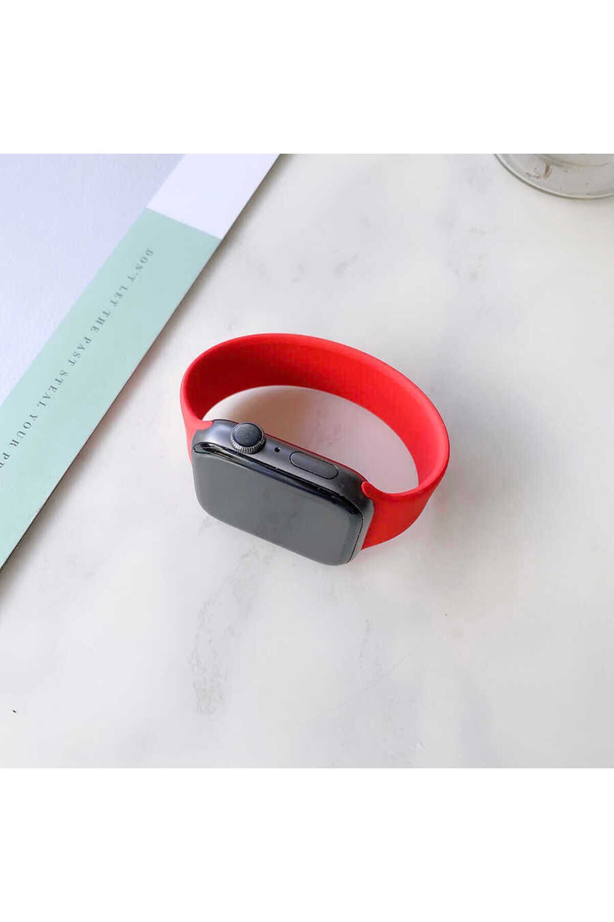 Watch 40mm Uyumlu KRD-31 Solo Loop Small BSAY Kordon-Kırmızı Kırmızı