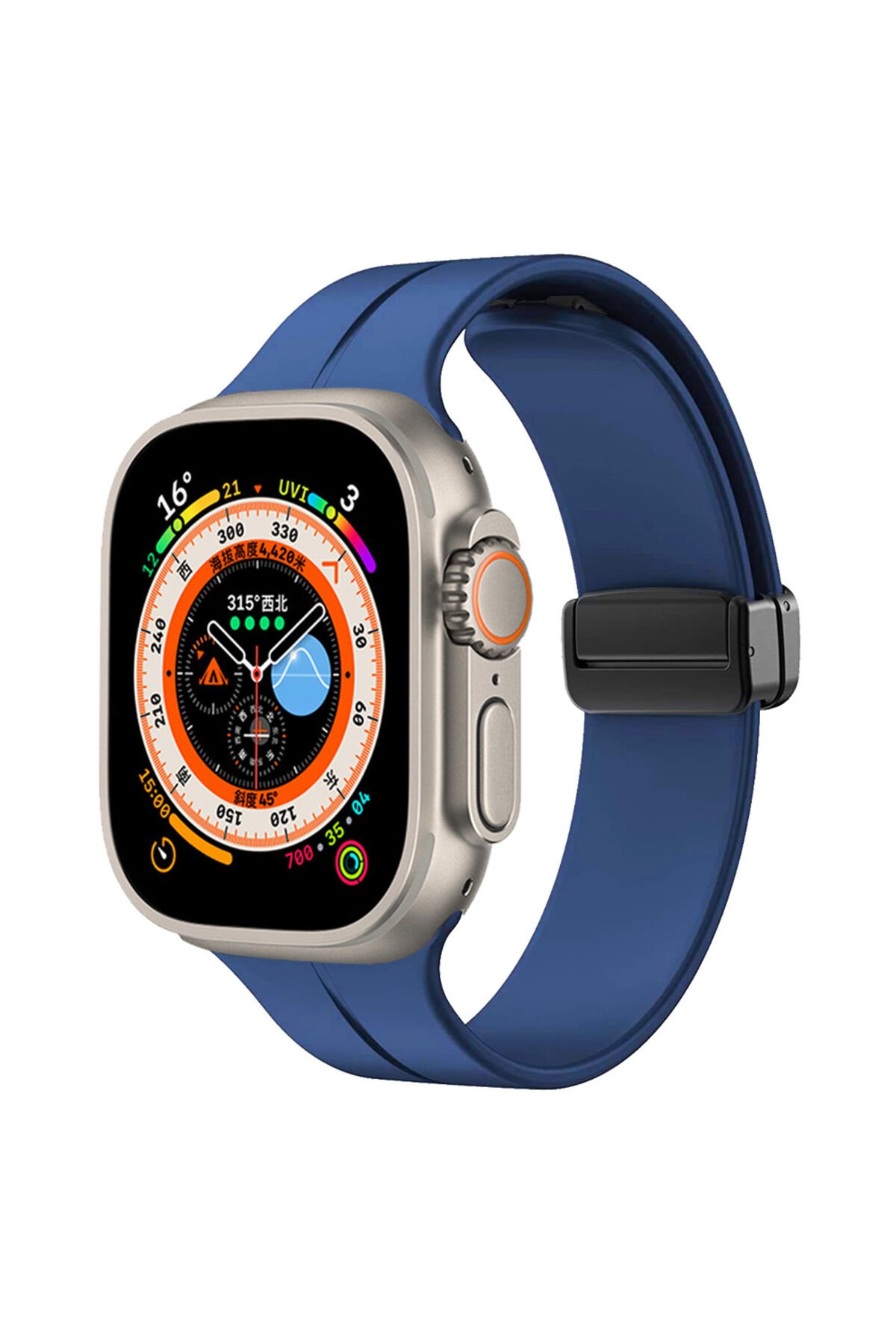 Watch Ultra 49mm Uyumlu KRD-84 Uyumlu BSAY Kordon-Lacivert Mavi