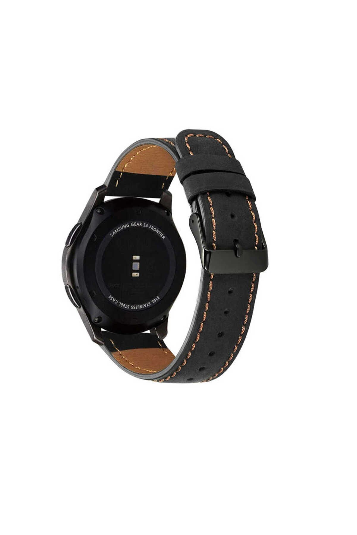 Huawei Watch GT 3 46mm Uyumlu KRD-29 Deri FZD Kordon-Siyah