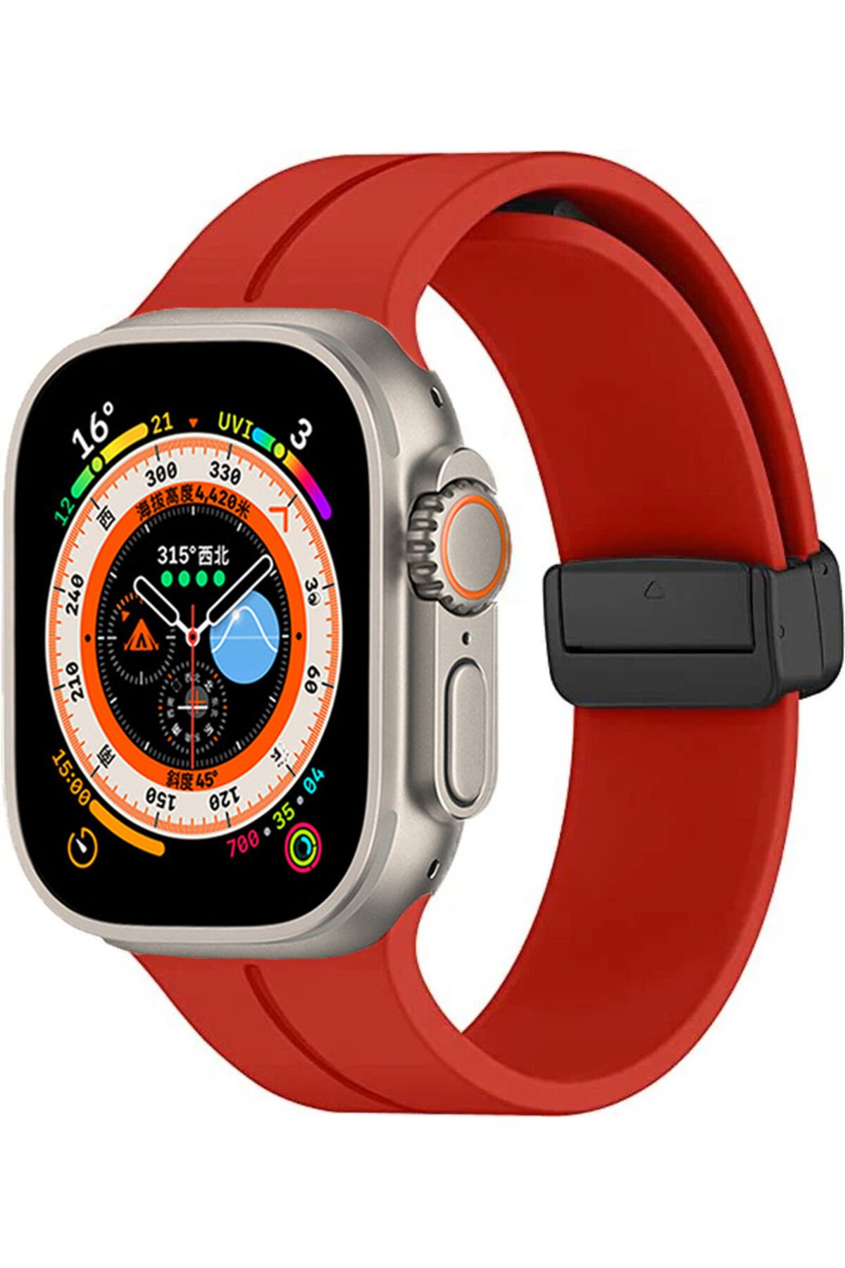 Watch Ultra 49mm Uyumlu KRD-84 Uyumlu BSAY Kordon-Lacivert Kırmızı