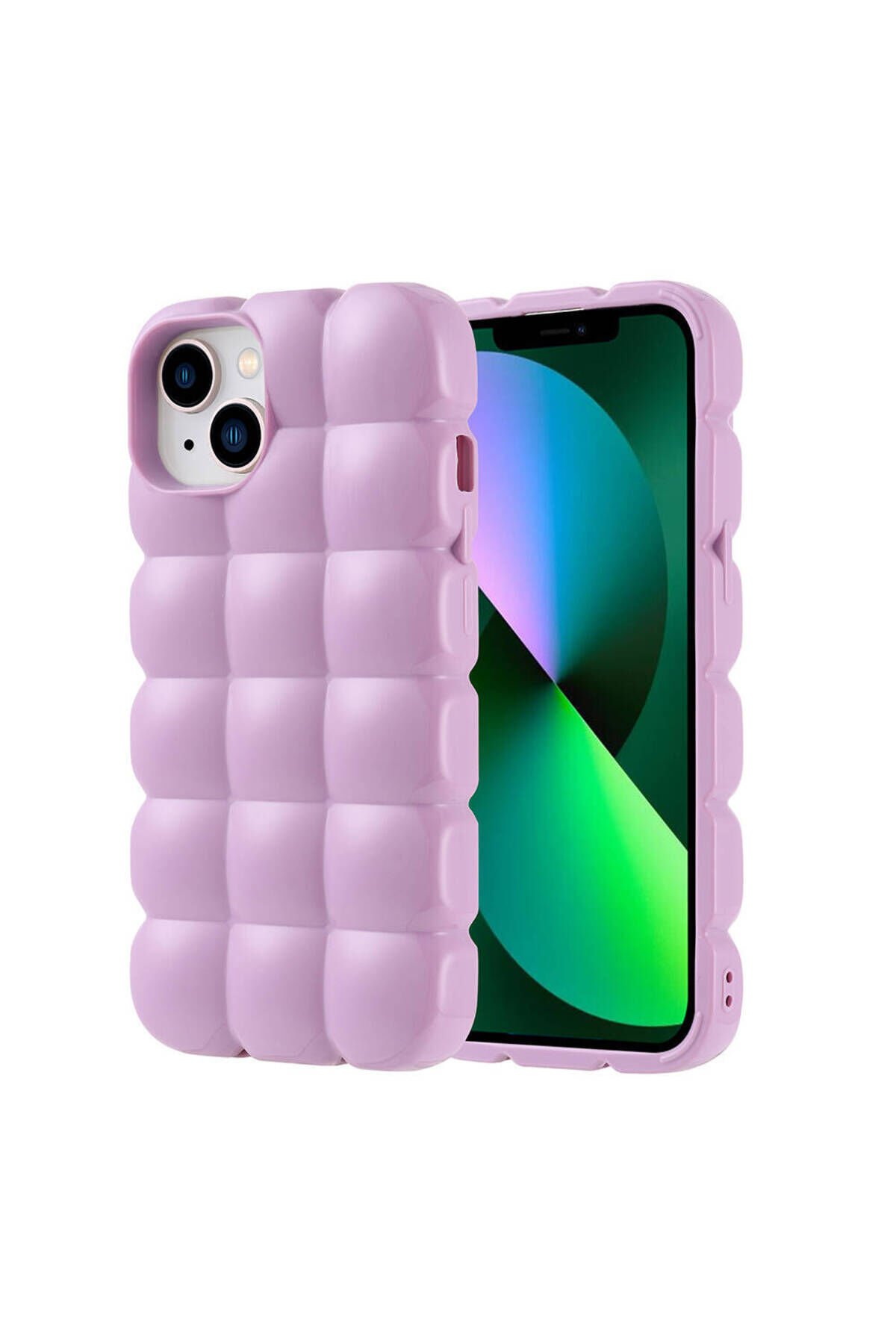 iPhone 13 Kılıf Parlak Esnek Silikon BSAY Dom Dom Kapak - Lila