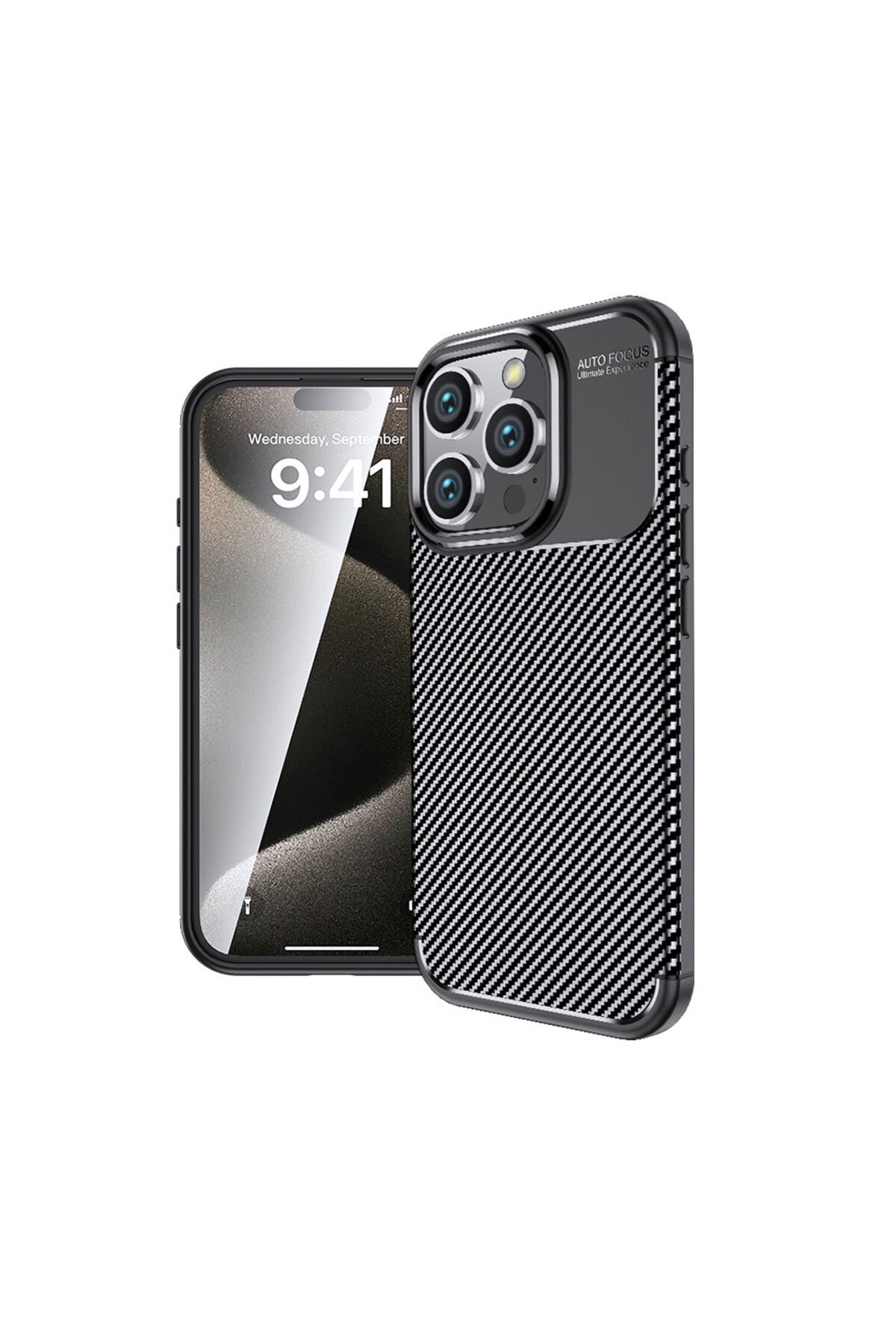 iPhone 16 Pro Uyumlu BSAY Negro Silikon Kapak-Siyah Siyah