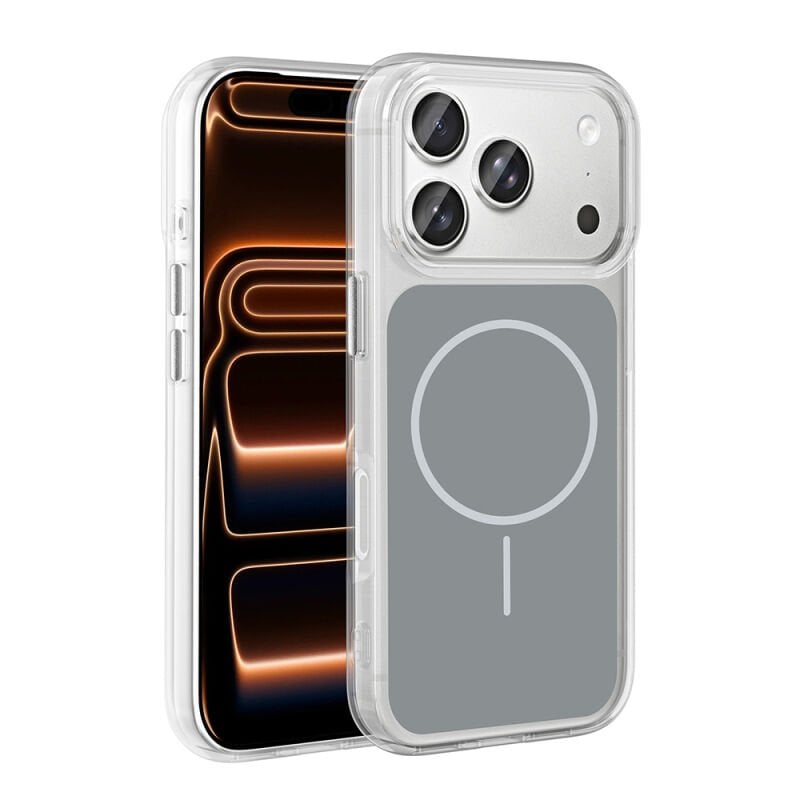 iPhone 17 Pro Max Kılıf Metal Buton Tasarımlı Zore İkonik Sert Silikon Kılıf Gri