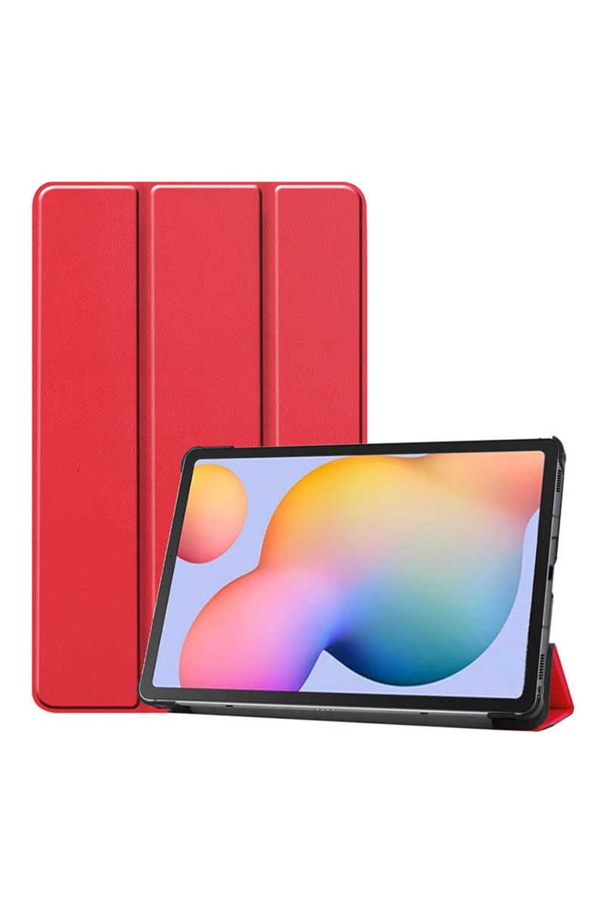 Galaxy Tab A7 Lite T225 Uyumlu BSAY Smart Cover Standlı 1-1 Kılıf-Lacivert Kırmızı