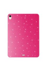 iPad 11.Nesil 2025 Simli Parlak Görünümlü SHRP Tablet Koton Kılıf - Pembe Koyu Pembe Koyu