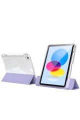 iPad 11.Nesil 2025 Kılıf Magnetik Ayrılabilen Airbagli MRSA Sliding Tablet Kılıfı - Lavender Lavender