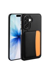 Galaxy A17 Kılıf Kartlıklı BSAY X-Kart Silikon Kapak - Siyah